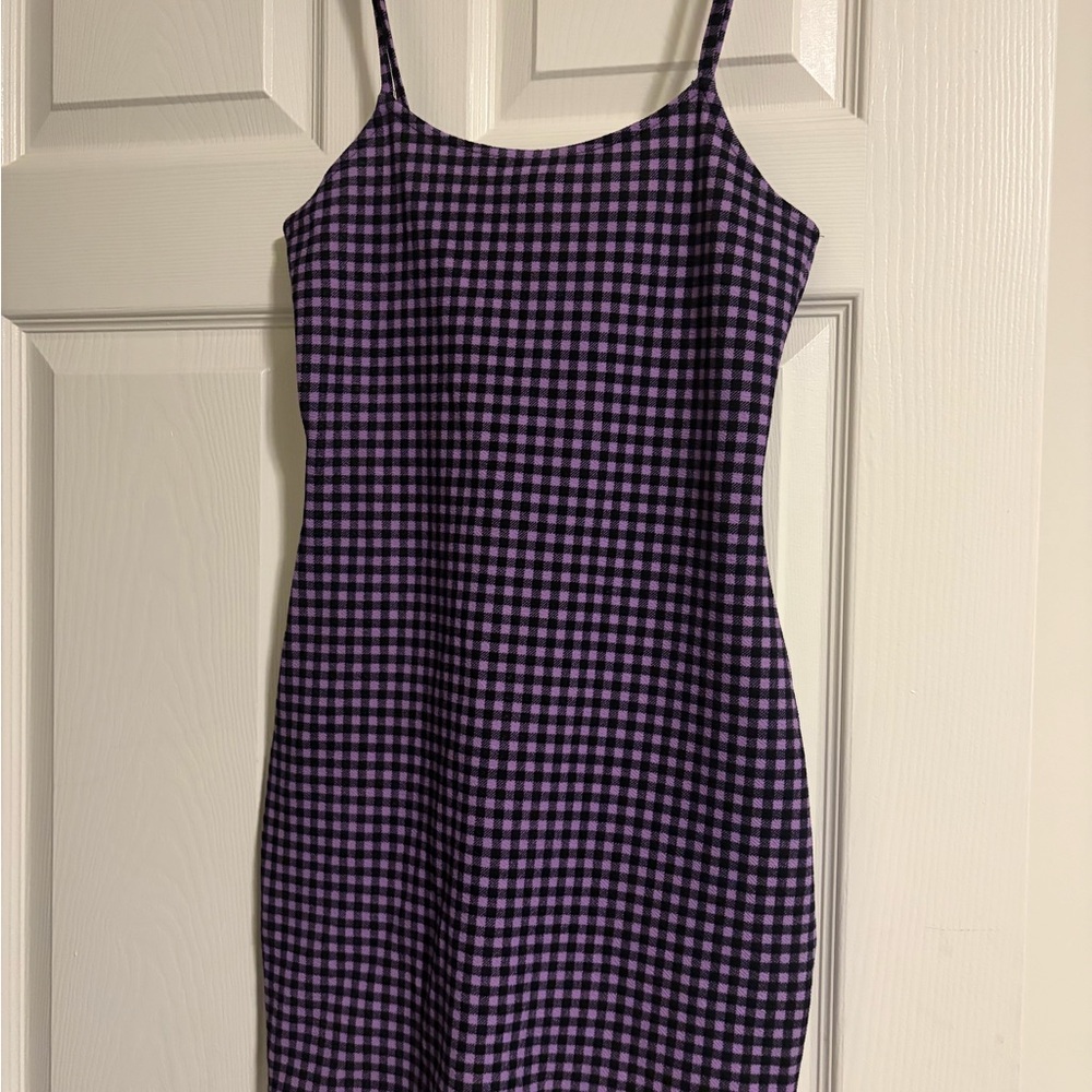 H&M Purple Checkered Mini Dress